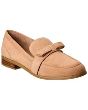 Stuart Weitzman Emma Bow Suede Loafer Women's Beige 9