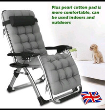 Outdoor Reclining Zero Gravity Chair Extra Wide Adjustable Garden Sun Lounger