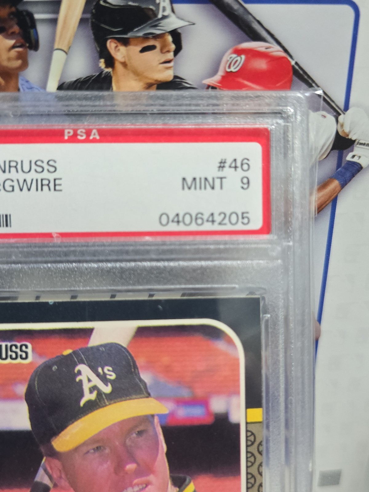 1987 Donruss Mark McGwire Rookie RC #46 PSA 9 Mint Oakland A's view 2