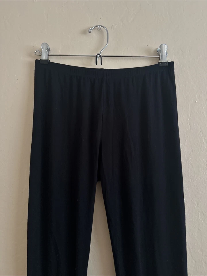 Eileen Fisher Leggings Black Viscose Spandex Elastic Waist Women's Size Small - Image 2 of 4