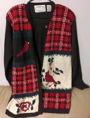Vintage 1995 Eagle's Eye Cardigan Sweater Christmas Cardinal Large