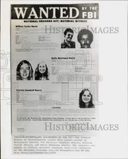 1974 Press Photo FBI wanted poster includes Patricia Hearst and William Harris