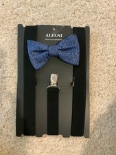 Alfani Blue Bow Tie and Black Suspenders NWT MSRP 65