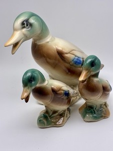 3 Vtg Royal Copley Windsor Mallard Duck Ducklings Ceramic Figurines AS IS