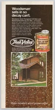 Woodsman Tru-Test Stain Wood Preservative Lumber Decay 1980 Vintage Print Ad