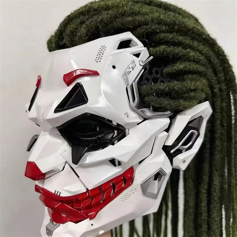 Joker Full Face Masks Resin Cosplay Props w/Dreadlocks Punk Style Accessories - Image 3 of 4