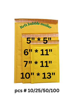 # 5x5 / 6x11 / 7x11 / 10x13 kraft bubble mailers pcs 10/25/50/ 100