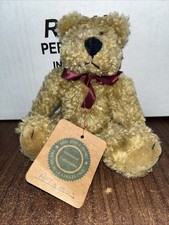 Vintage Boyds Bear BRUCE Tan with Burgandy Bow. Original Tags Still Attached.