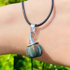 NGZ12-Natural Carved Crystal Pumpkin jasper Pendant Necklace Healing Stone 1pcs