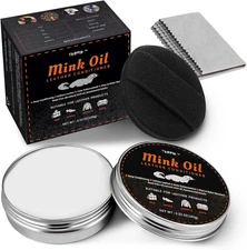 Mink Oil Leather Conditioner Cleaner 3.52 Oz for Restoration and Polish, Black S