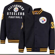 NWT Ultra Game Pittsburgh Steelers Coaches Jacket Mens Size Large Black