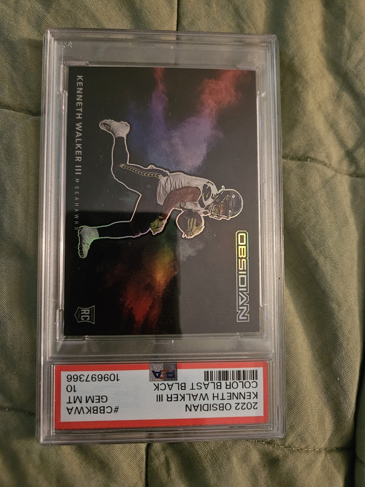 2022 Panini Obsidian Color Blast Black Kenneth Walker III #CBBKWA PSA 10 Rookie