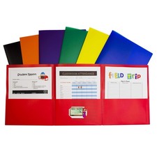 C-Line 3-Pocket Tri-Fold Heavyweight Poly Portfolios Assorted Colors Pack Of 24