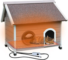 Heated Outdoor Cat House, 100 Weatherproof Heated Cat House for outside Cats Wi