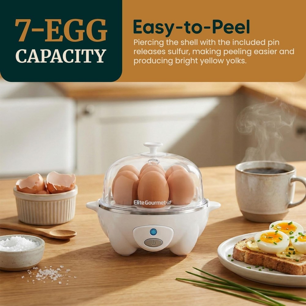 Rapid Egg Cooker: 7-Egg Capacity, Easy Clean, BPA-Free for Healthy Breakfasts