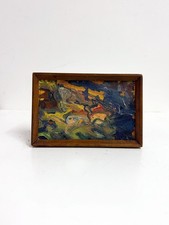 Vintage 60er Jahre Original Kunstwerk Mid Century Schwedisches Ölgemälde Leinwand