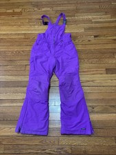 Lands' End Girls Snow Bibs Youth Sz 12 Purple Ski Overalls Pants Insulated Nylon