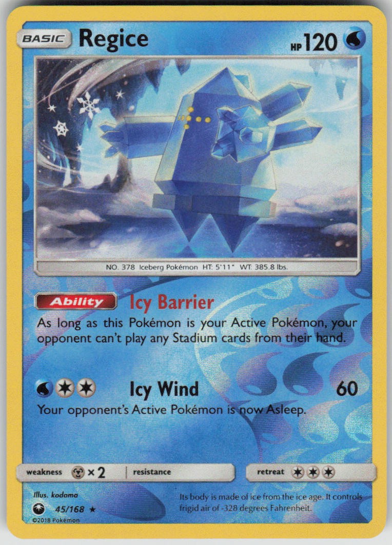 Pokemon Regice Rare SM - Celestial Storm 45/168 NM