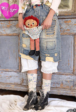 Magnolia Pearl Blue Denim Patchwork Distressed Jean shorts - One Size
