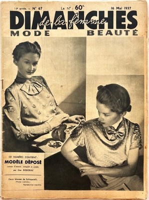 LES DIMANCHES DE LA FEMME n° 67 du 16 Mai 1937 ancienne revue Cinéma Danse Mode