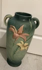 Roseville Zephyr Lily Vase With Handles Vintage Art Pottery 142-18. 20in Tall