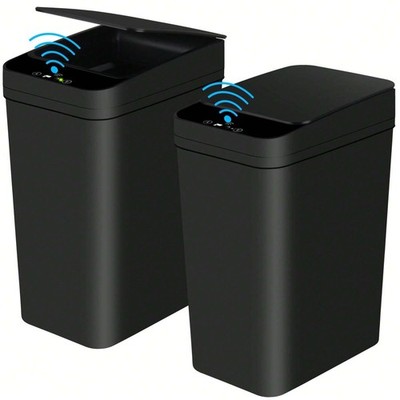 2 Pack Smart Motion Sensor Bathroom Trash Cans Sleek Automatic Slim Garbage Bins