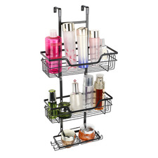 Over The Door Shower Caddy, 3-Tier Hanging Organizer with 4 Hooks for Bathroom