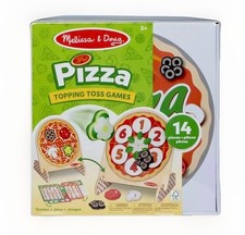 Melissa Doug Wooden Double-Sided Pizza Topping Toss Games 14-Piece, New Sealed