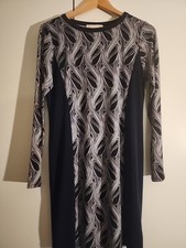 MICHAEL KORS GEOMETRIC PRINT SHIFT DRESS Long Sleeves BLUE PANELS Size M  NWT