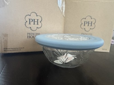 Princess House Wildflower Entertainment bowls with Blue lids Set of 4 (10111)