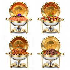 8QT 316 Stainless Steel Round Chafing Dishes for Buffet Parties NEW w/Lid Holder