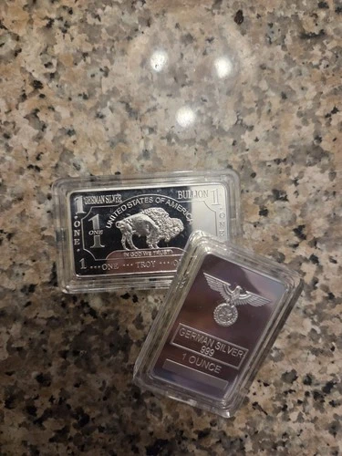 (2)🦬🦅🔥🔥 1 Oz German Silver Bars Iron Eagle And BUFFALO  🤑🤑🤑🤑🐰Bars Total
