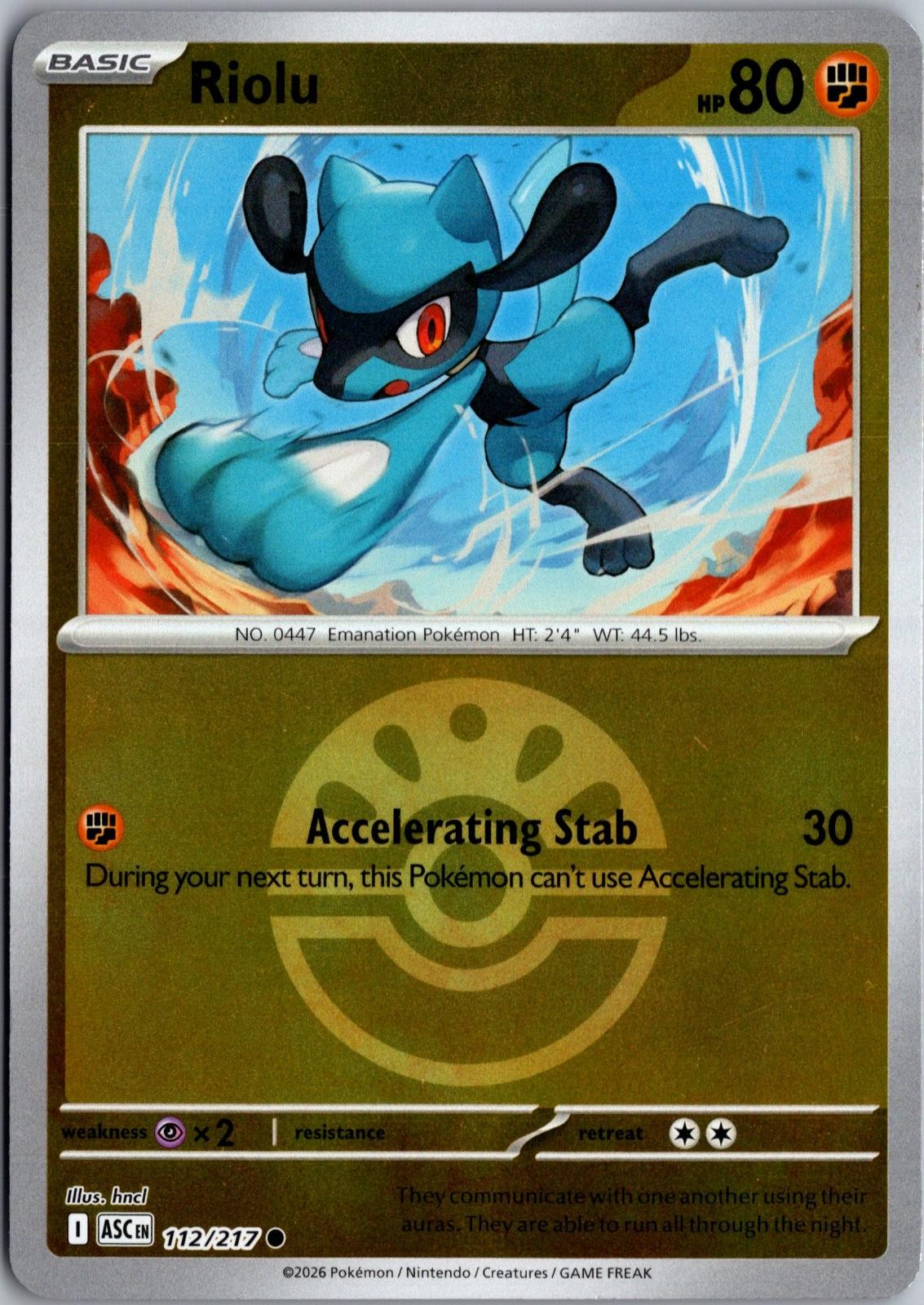 Riolu (Friend Ball) 112/217 Common Ascended Heroes Pokemon Near Mint