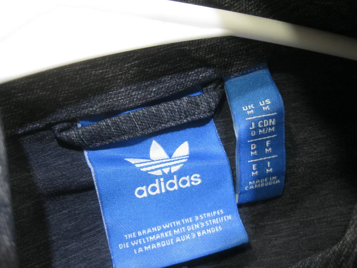 ADIDAS Tokyo Track Jacket BLACK WHITE STRAP SIDE ZIP POCKETS MEN Size M ***