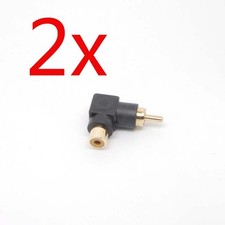 2pcs gold Practical AV 90-Degree Angle M/F Adapter RCA Female to RCA Male Analog