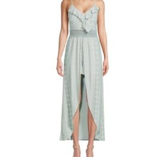 No Boundaries Juniors Ruffle Walk Through Maxi Romper Size XXL Jade Delight NWT