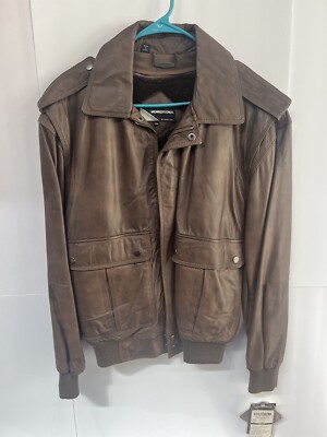 MEMBERS ONLY Europe Craft Men's Vintage Wool Lined Leather Jacket 38