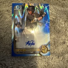 2022 Bowman Chrome Yendry Rojas Blue Raywave Refractor 1st Auto /150 Padres