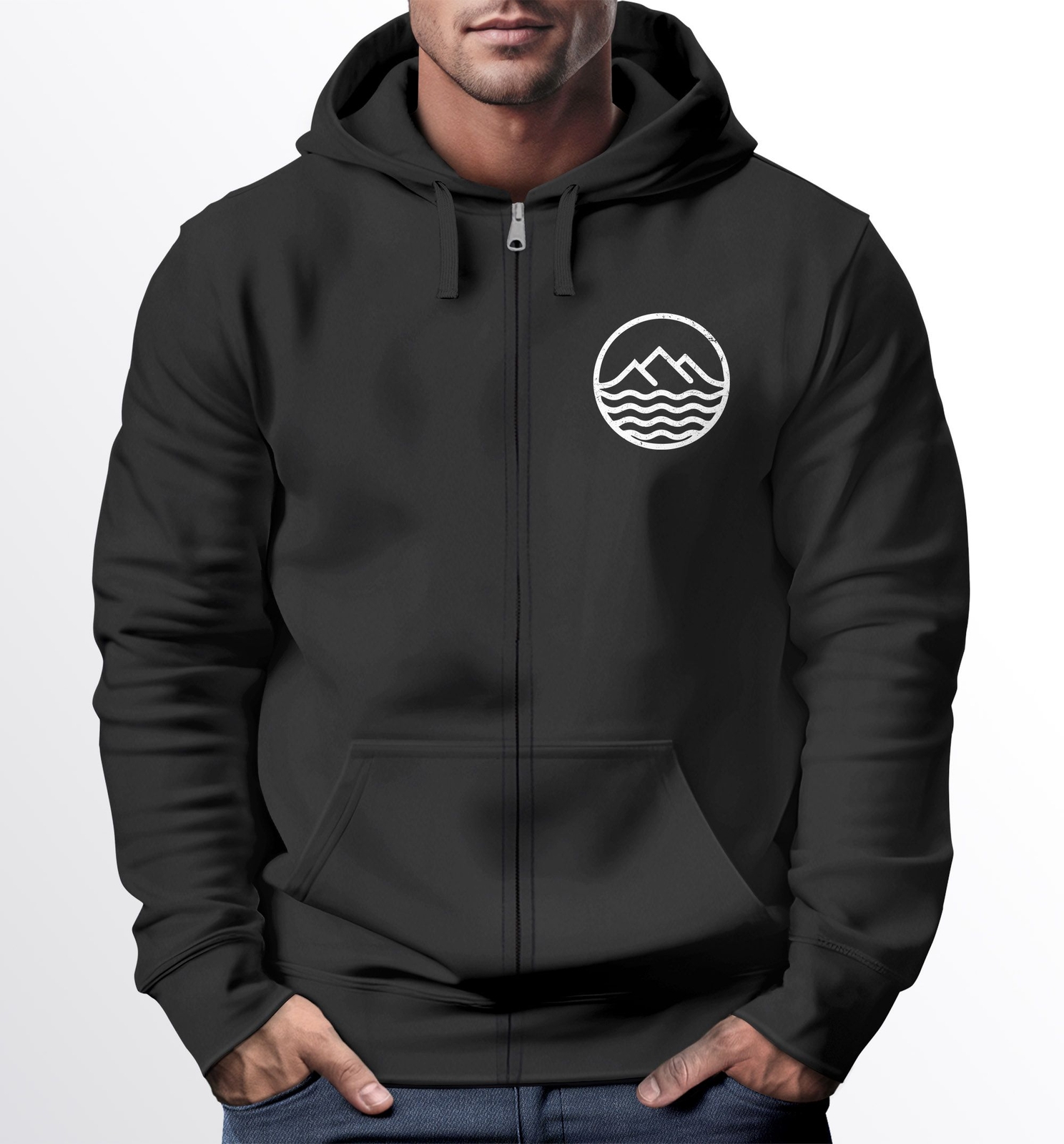 Mens Hooded Sweatjacket Hiking Mountains Logo Zip Hoodie Men Outdoor 11690₽
