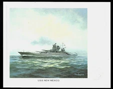 USS NEW MEXICO Navy Battleship in Tokyo Bay 1945 ~ Chas Lundgren LTD Edition NM