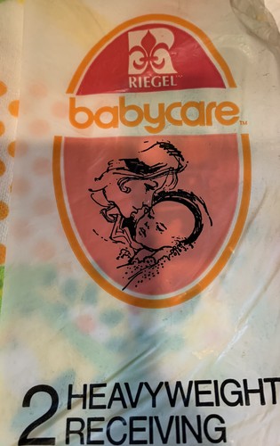 Vintage Riegel Receiving Blankets Retro Orange Yellow Green Spring Print NEW NOS - Picture 4 of 6