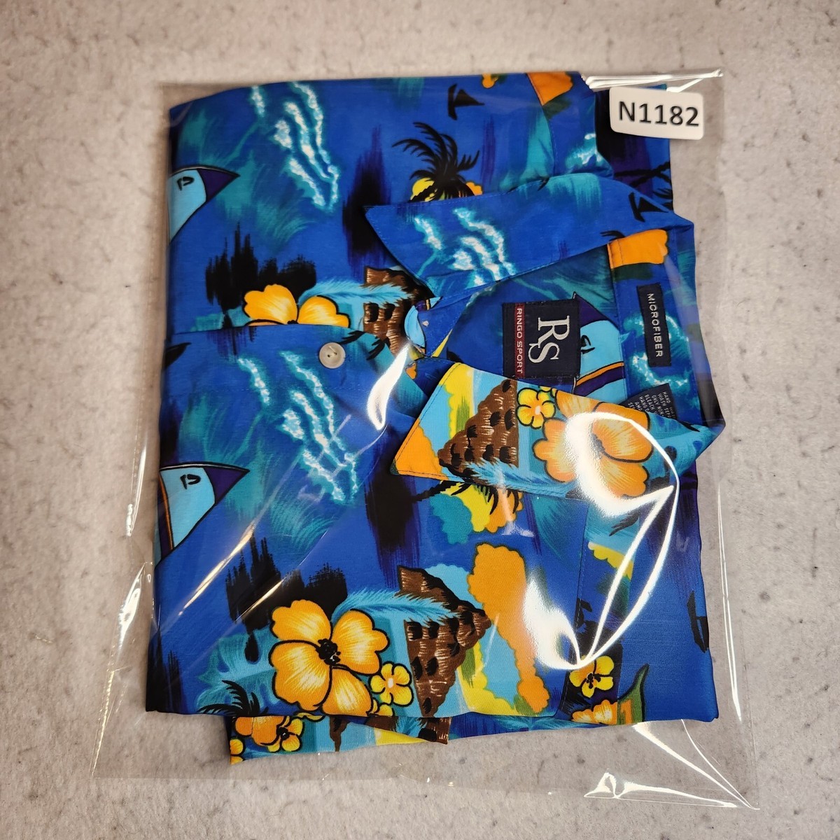 トップス RINGO VTG Ringo Sport Mens Hawaiian Shirt Sz M Blue Floral Beach