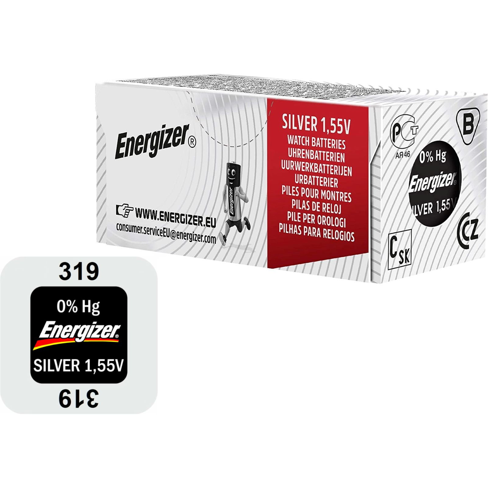 ENERGIZER 319 SR527SW Coin 1.55V Watch Battery Silver Oxide *LONG EXPIRY*