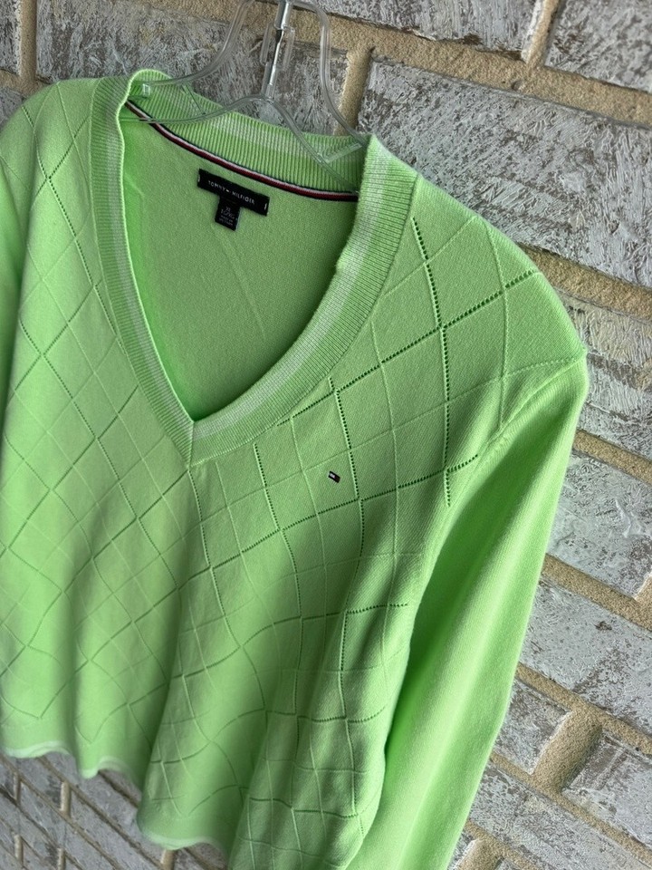 Tommy Hilfiger 100 Cotton Green Long Sleeve Sweater Women's Size XL