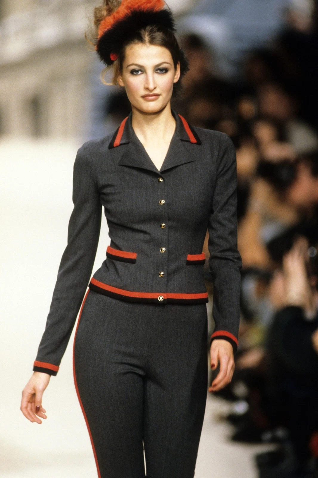 GIACCA DA RUNWAY CHANEL 94A 1994 VINTAGE MOST WANTED BLAZER CC FR 36 38 GRIGIO