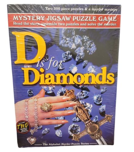 D is for Diamonds Murder Mystery (2) 500 PC Jigsaw Puzzle Game NEW & SEALED! - Afbeelding 1 van 3