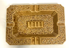 Vintage 1970s MCM Large Gold Ceramic Ashtray Japan Retro Mid Century Modern