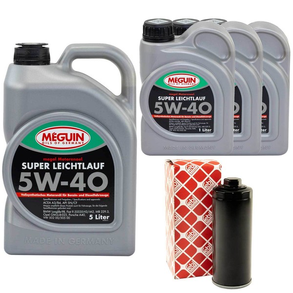 MotoröL Set SAE 5W-40 Vollsynth Meguin 8 Liter + ÖLfilter FüR Audi A6 Avant 4.2-image