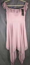 Ever Pretty Womens Pink Ruffle Strap Asymmetrical Hem Lined Party Dress Size M