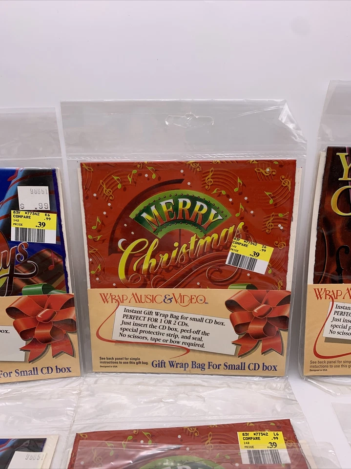 Vintage Lot of 15 CD Gift Bags Christmas Holiday Wrap Music & Video NOS - Image 3 of 4